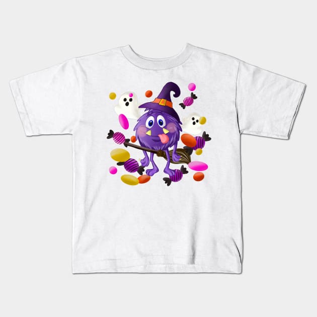 Monster Witch Kids T-Shirt by Rise And Design